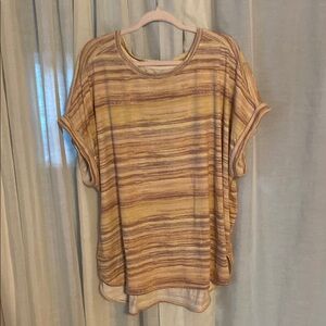 Cupio Tan and Brown Dolman Sleeve Boxy Tee